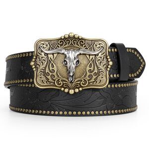 Western Belt For Men Women Cowboy Leather Belt Western Buckle Cowgirl Engraved🦊